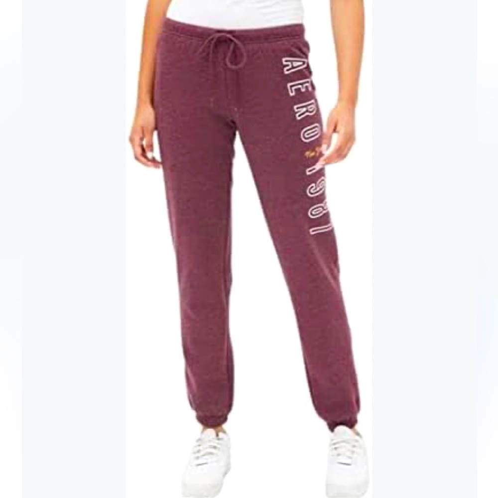 Aeropostale AERO Dark Red Cherry Maroon Burgundy Cranberry Sweatpants Joggers